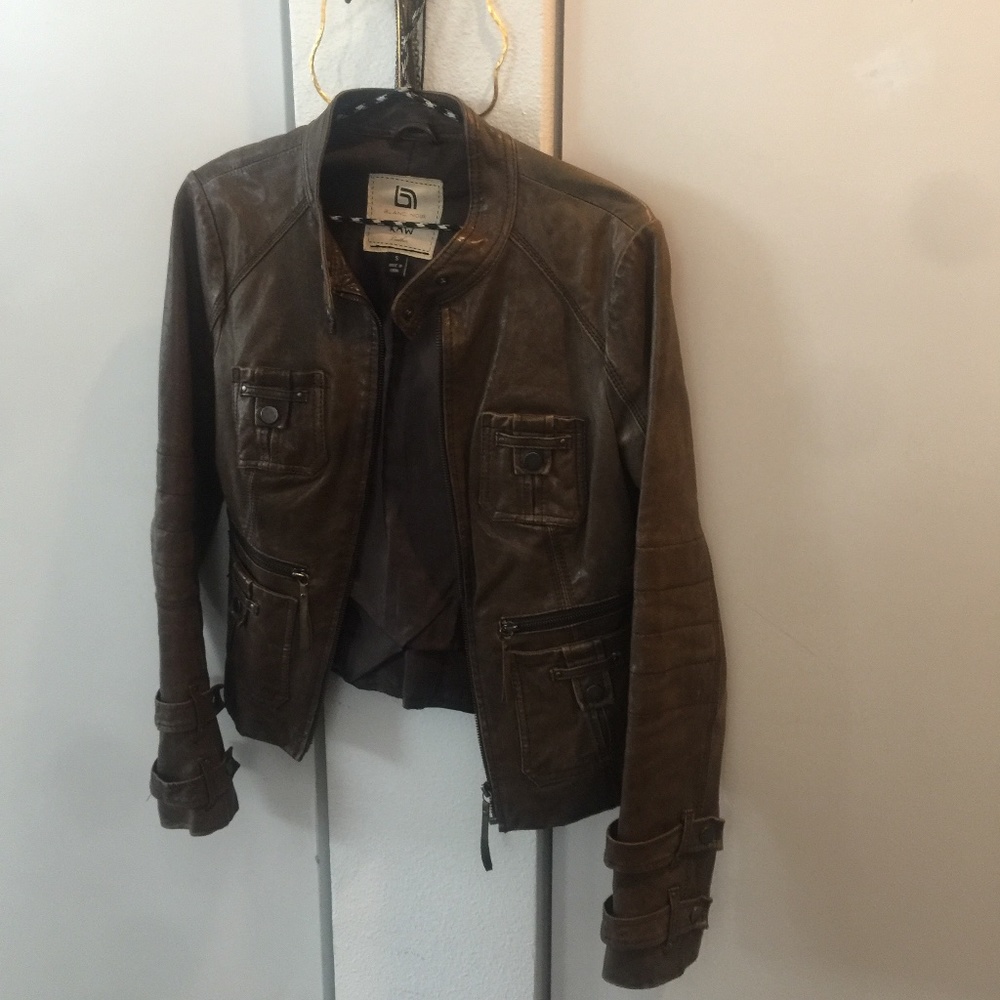 Blanc Noir Raw brown leather jacket S